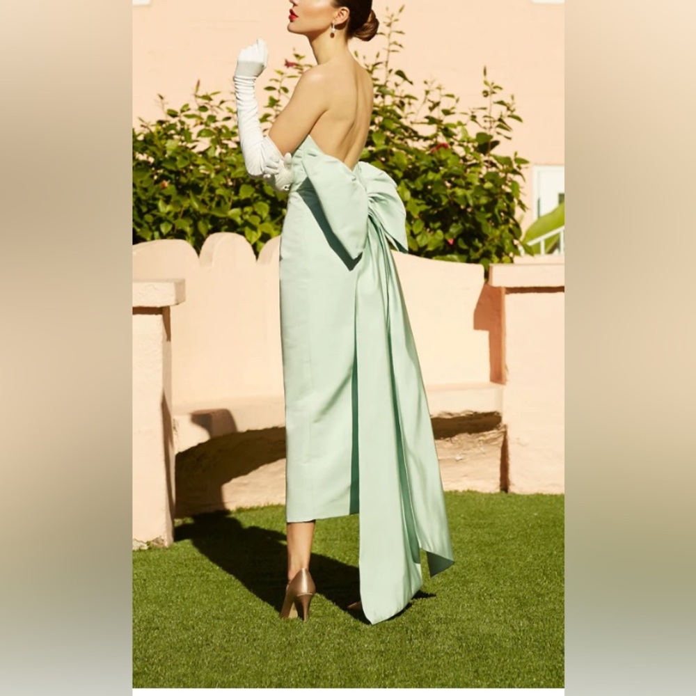 Alexia Maria Margaret Silk Faille Midi Dress Size 2